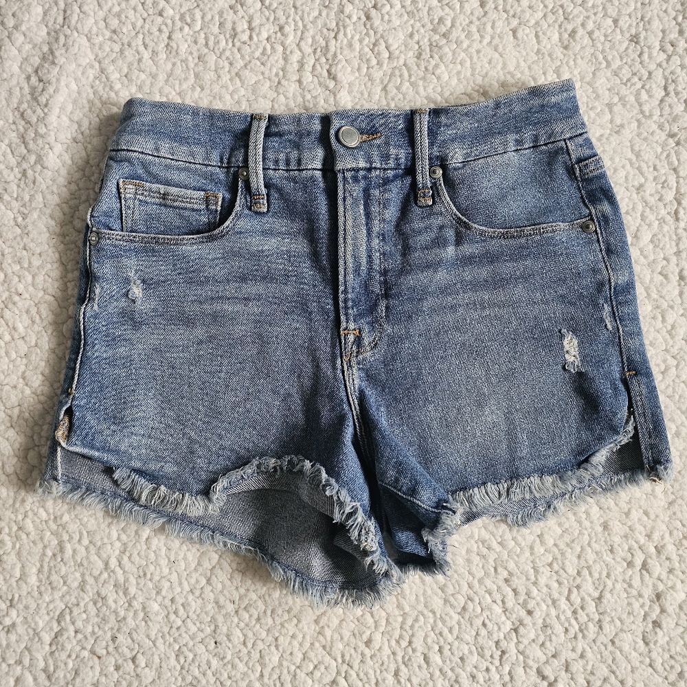 Good American go high-rise stretch denim jean shorts 2/26